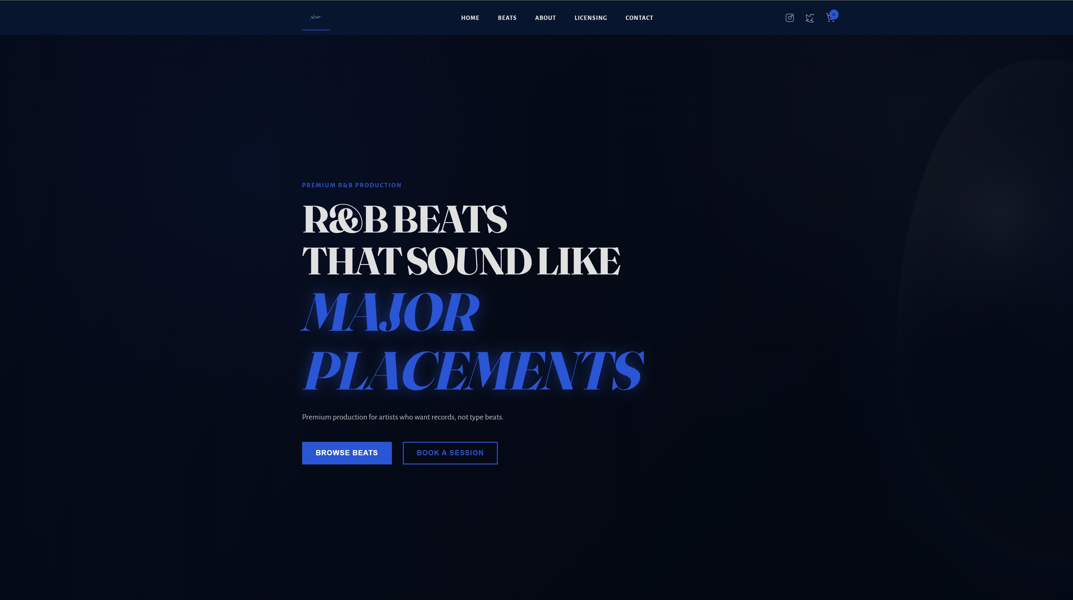 Homepage screenshot of Major Placements concept site