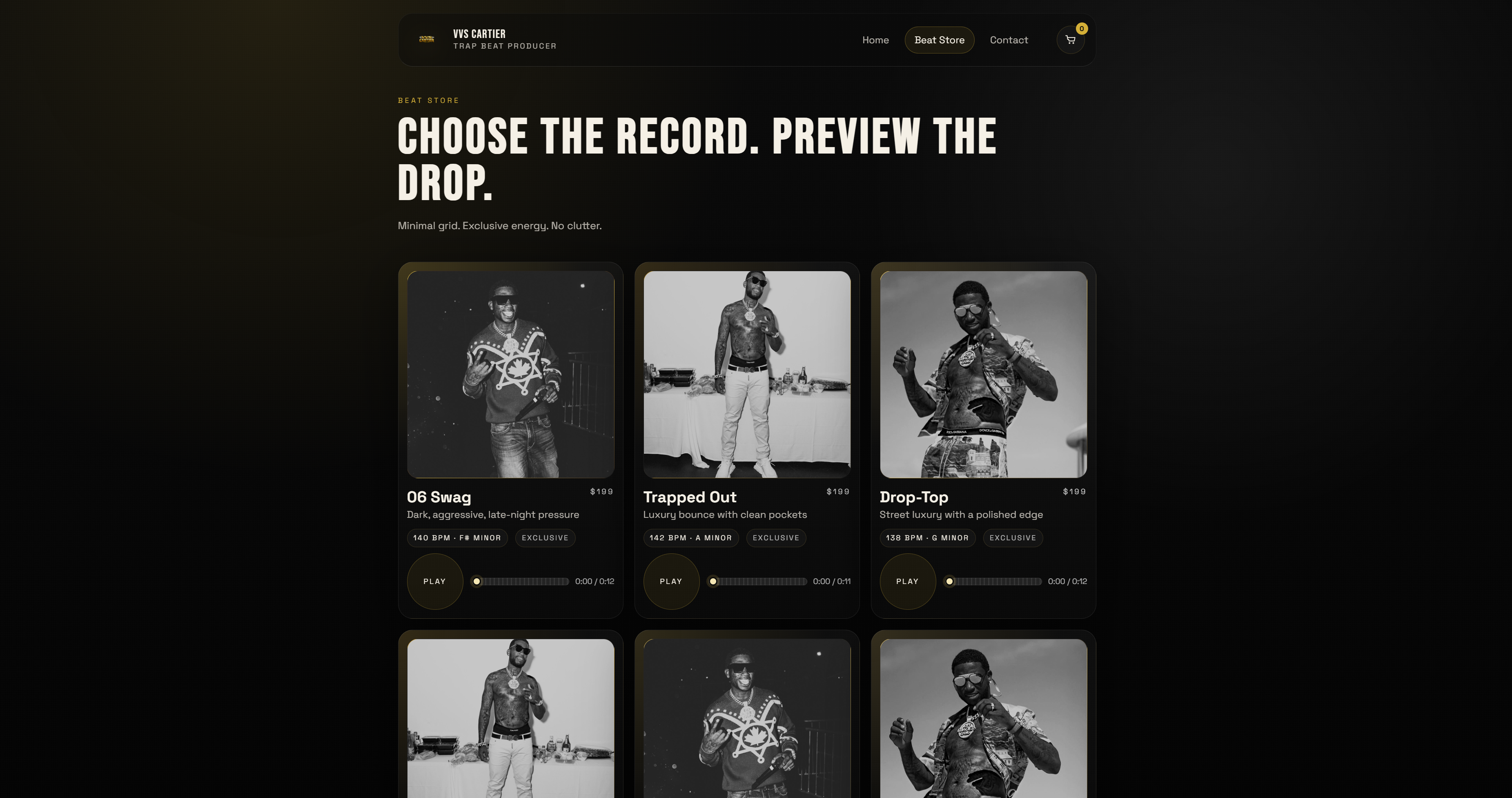 Beat store page of VVS Cartier concept site