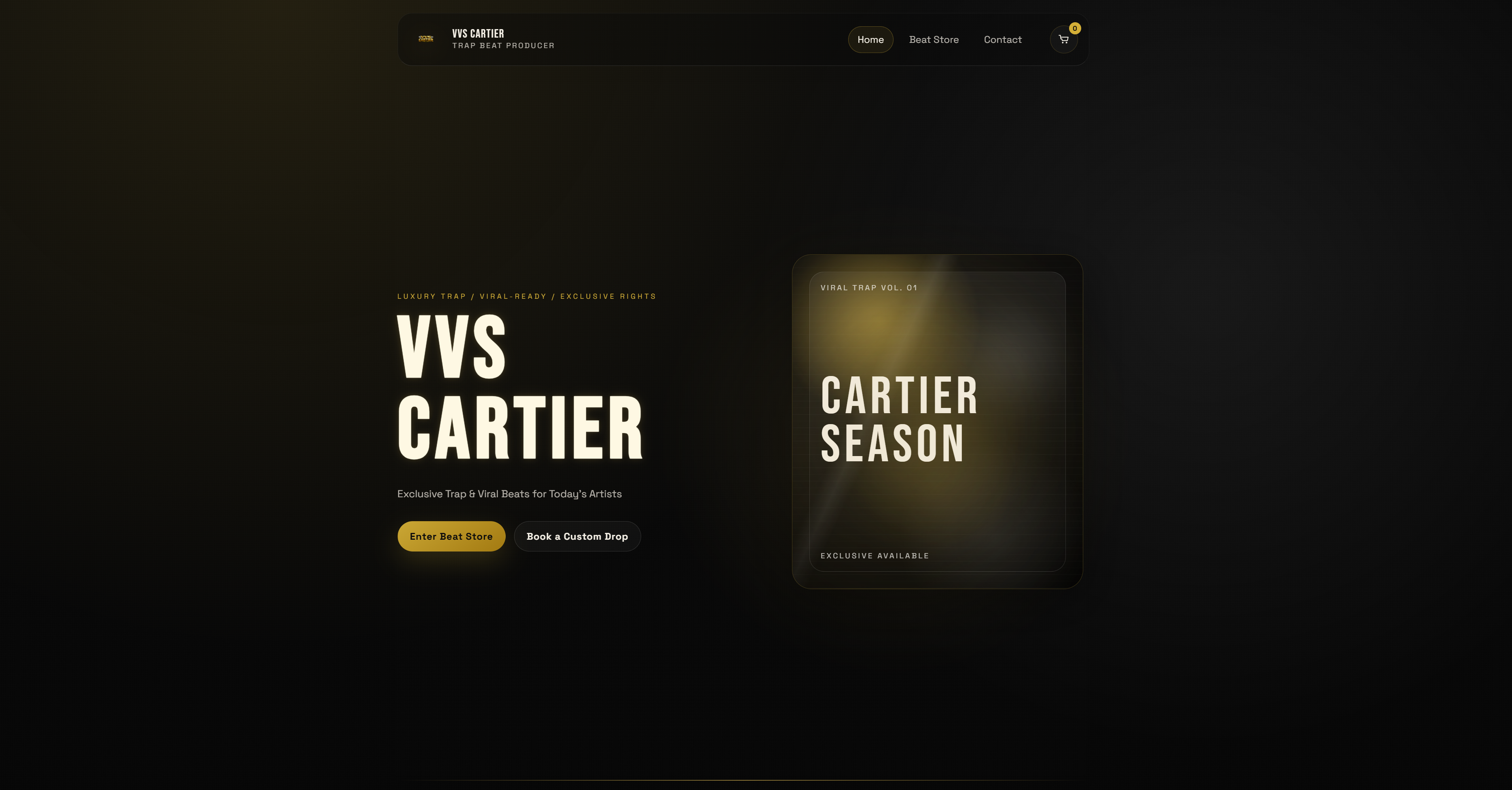 Homepage screenshot of VVS Cartier concept site