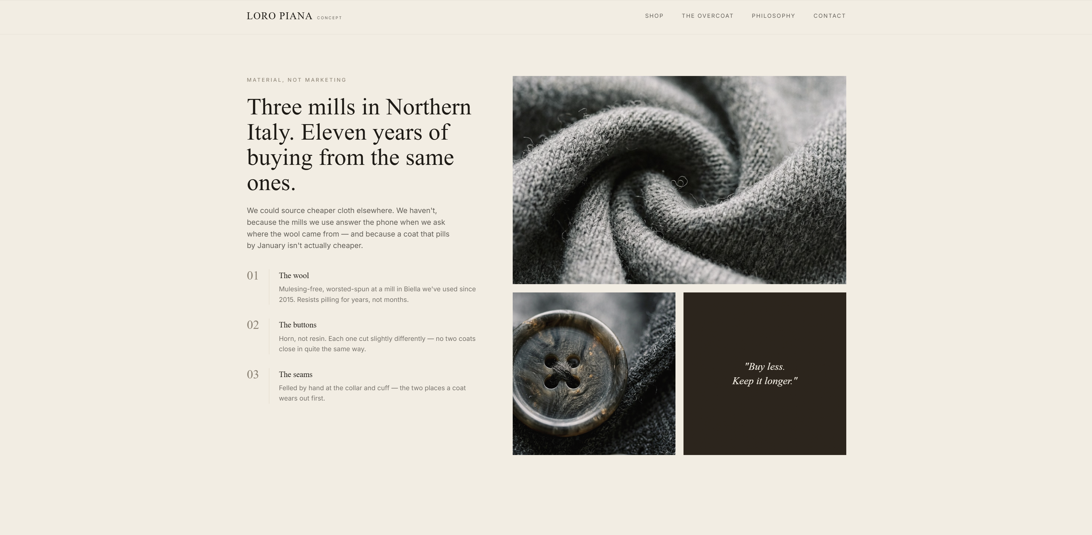 Loro Piana concept material detail