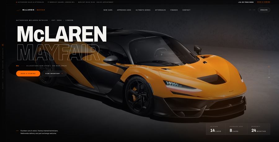 McLaren Mayfair concept homepage