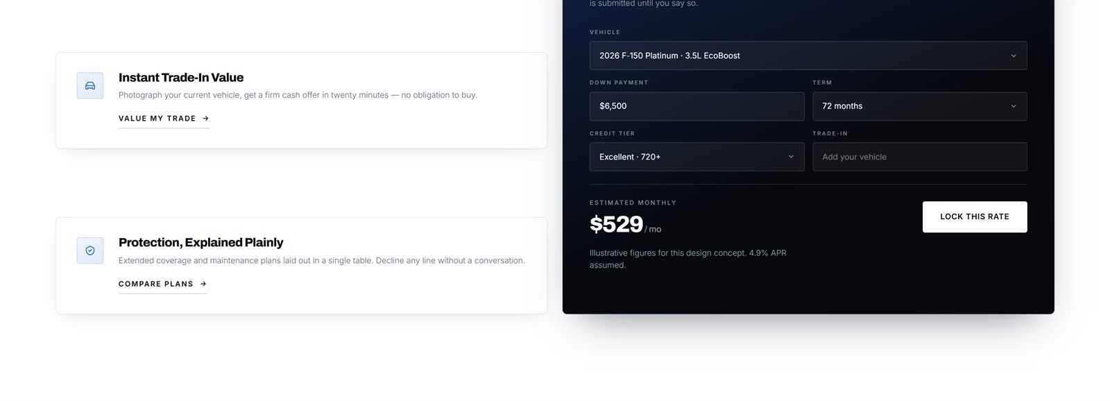 Payment estimator showing an estimated monthly figure of $529