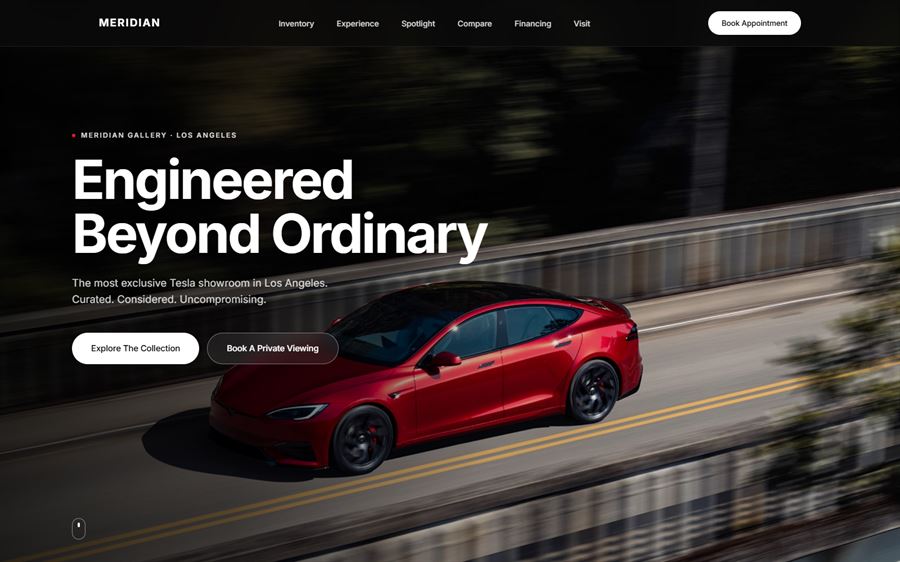 Meridian Gallery concept homepage