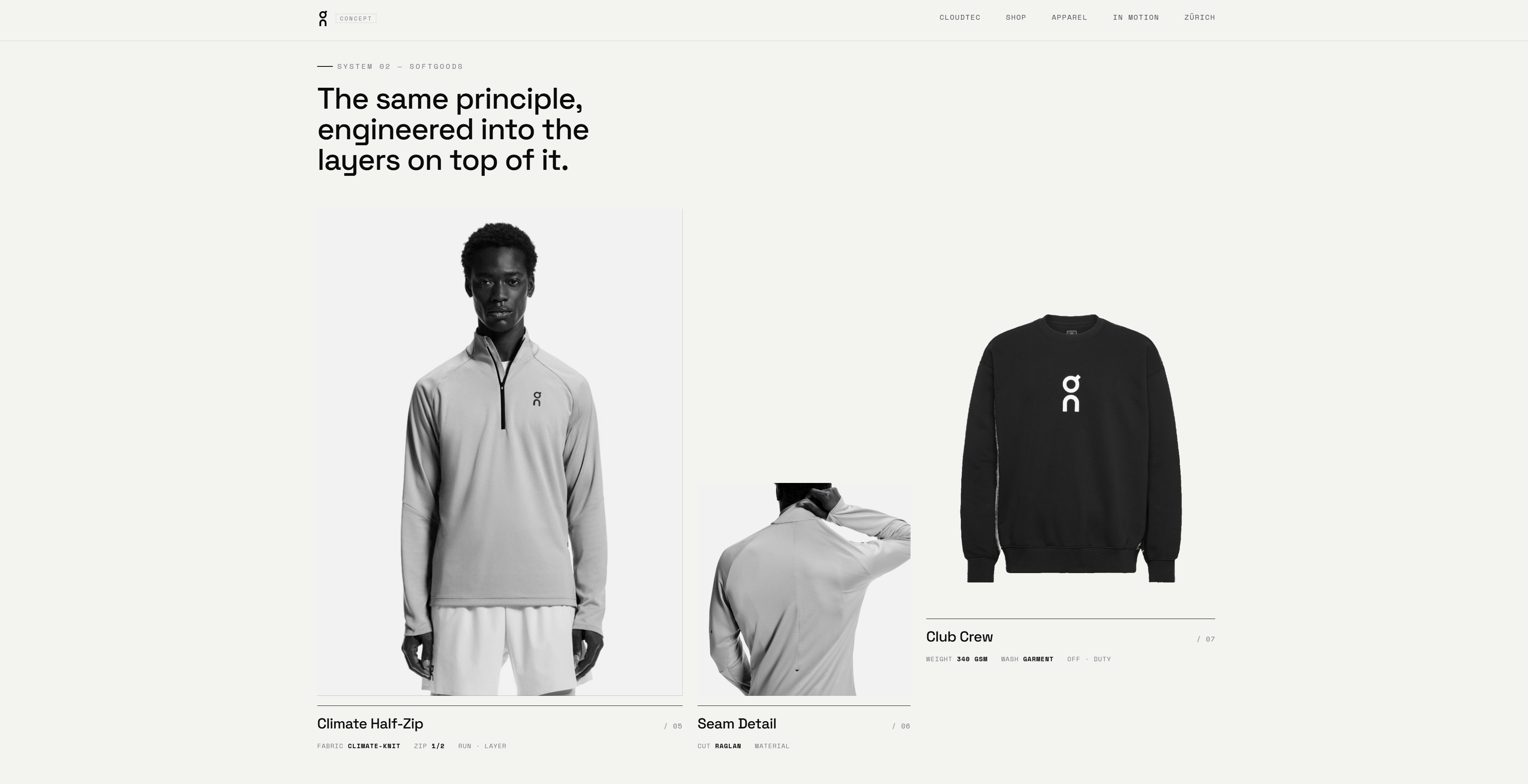 On concept apparel page
